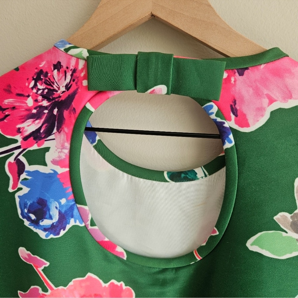 Kate Spade Floral Print Dress ♠️ Green & Pink - Picture 5 of 7